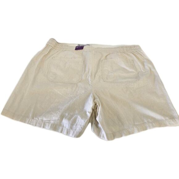 Lane Bryant Linen Shorts Chino Flat Front Pockets Stretch Khaki Sz 28 NWT - Picture 2 of 6